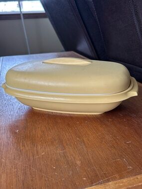 vintage Tupperware Microwave Steamer set mustard yellow